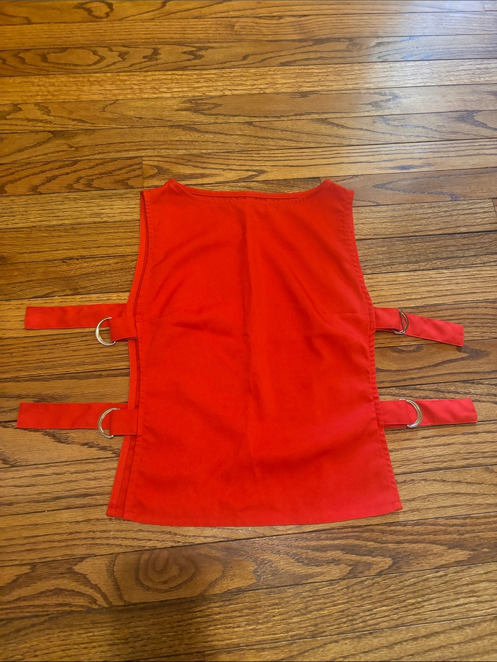 Red Strappy Tank Top with Side D-Ring Details